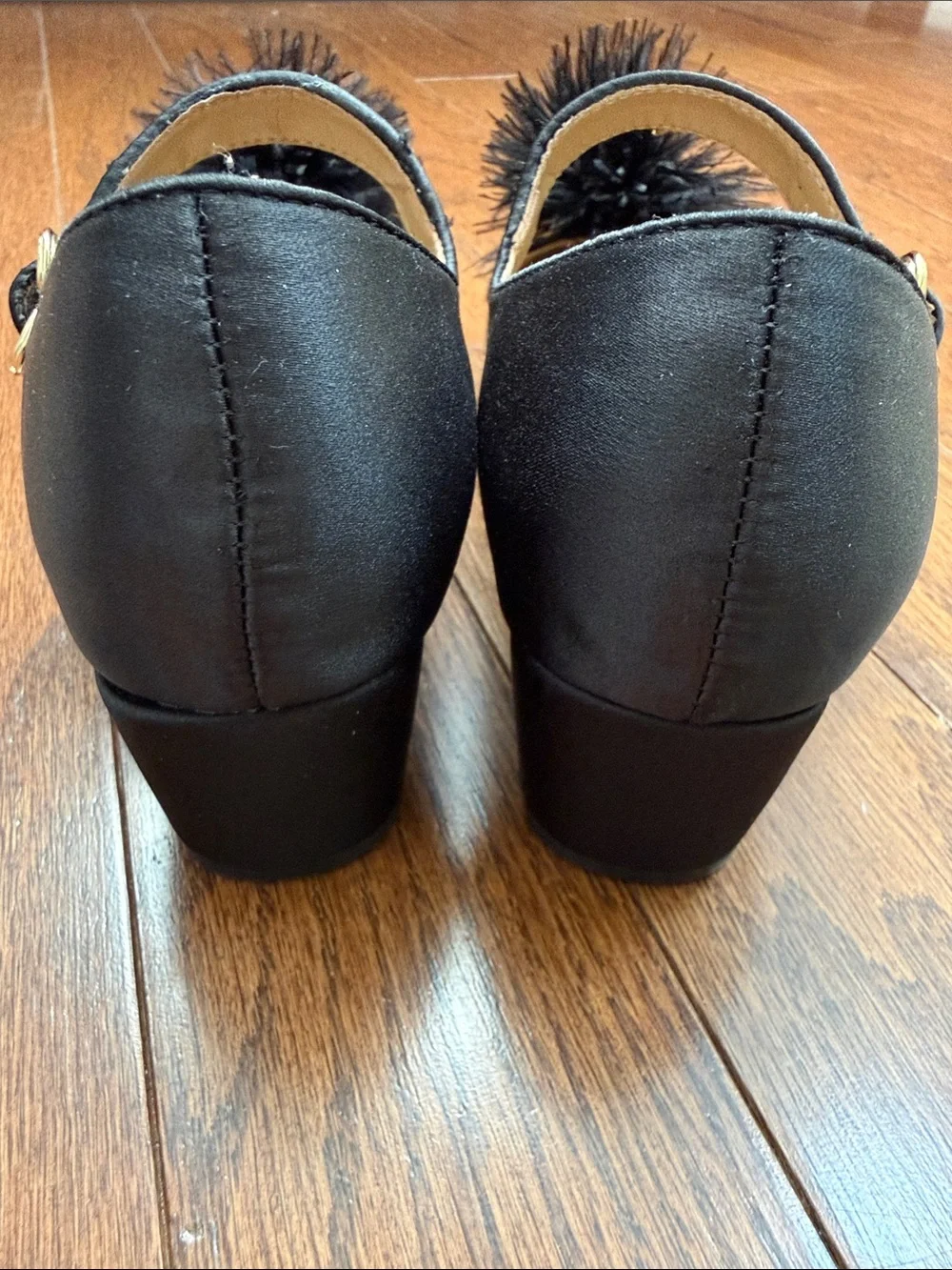 Girls Sam Edelman Black Pom Mary Jane Heel Dress Shoes